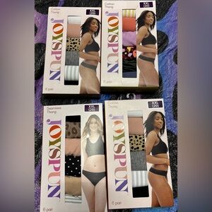 Joyspun 4 sets of 6 pack women’s thong underwear Plus Size XXL Cotton Seamless